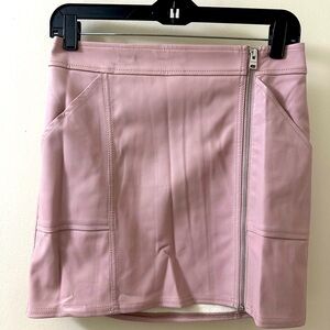 EXPRESS Blush Pink Faux Leather & Suede Zipper Front Pencil Mini Skirt, Size 4